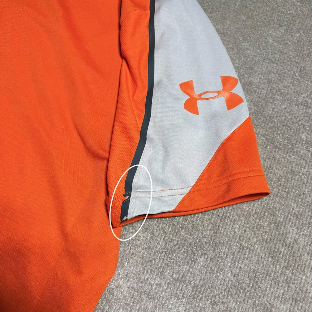 Under Armour Shirt Mens 3XL Orange Combine Training HeatGear V-Neck Gym Tee - Picture 5 of 16